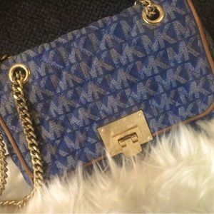 Denim Michael Kors Purse - with gold straps